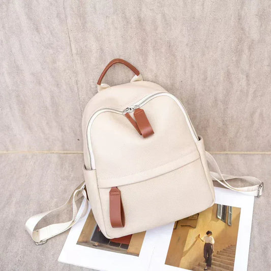 genuine leather mini rucksack womens white