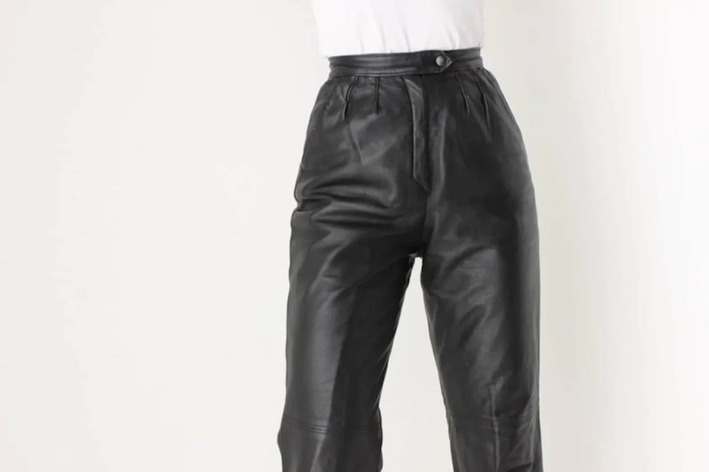 Genuine Leather Women High Waist Pants