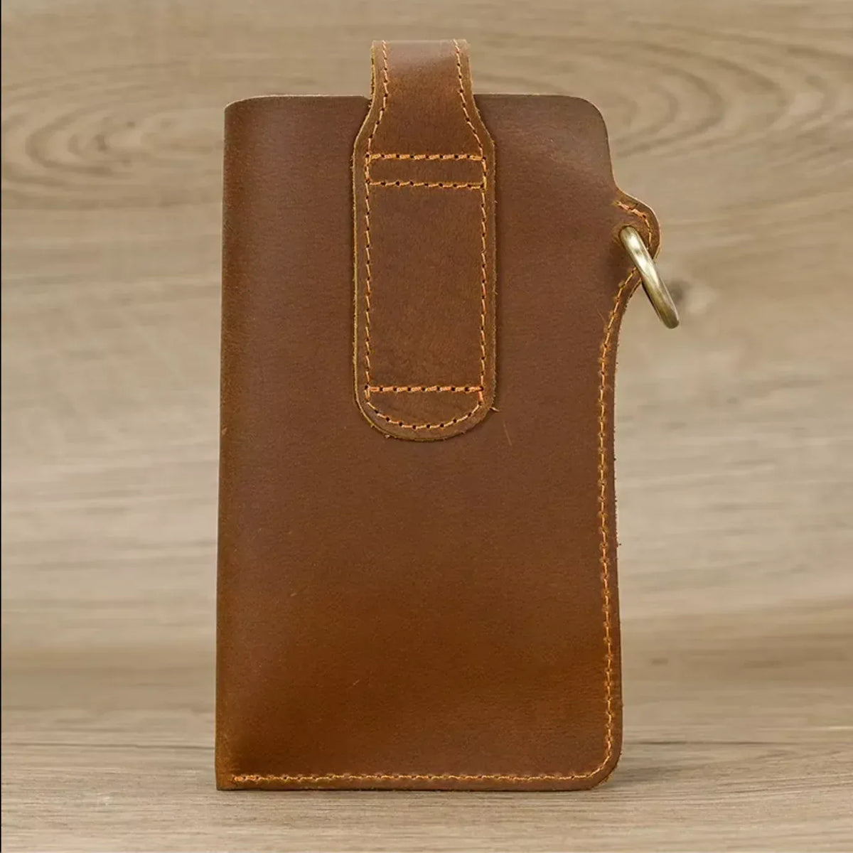 Leather Phone Belt Pouch with Key Ring and Belt Loop
