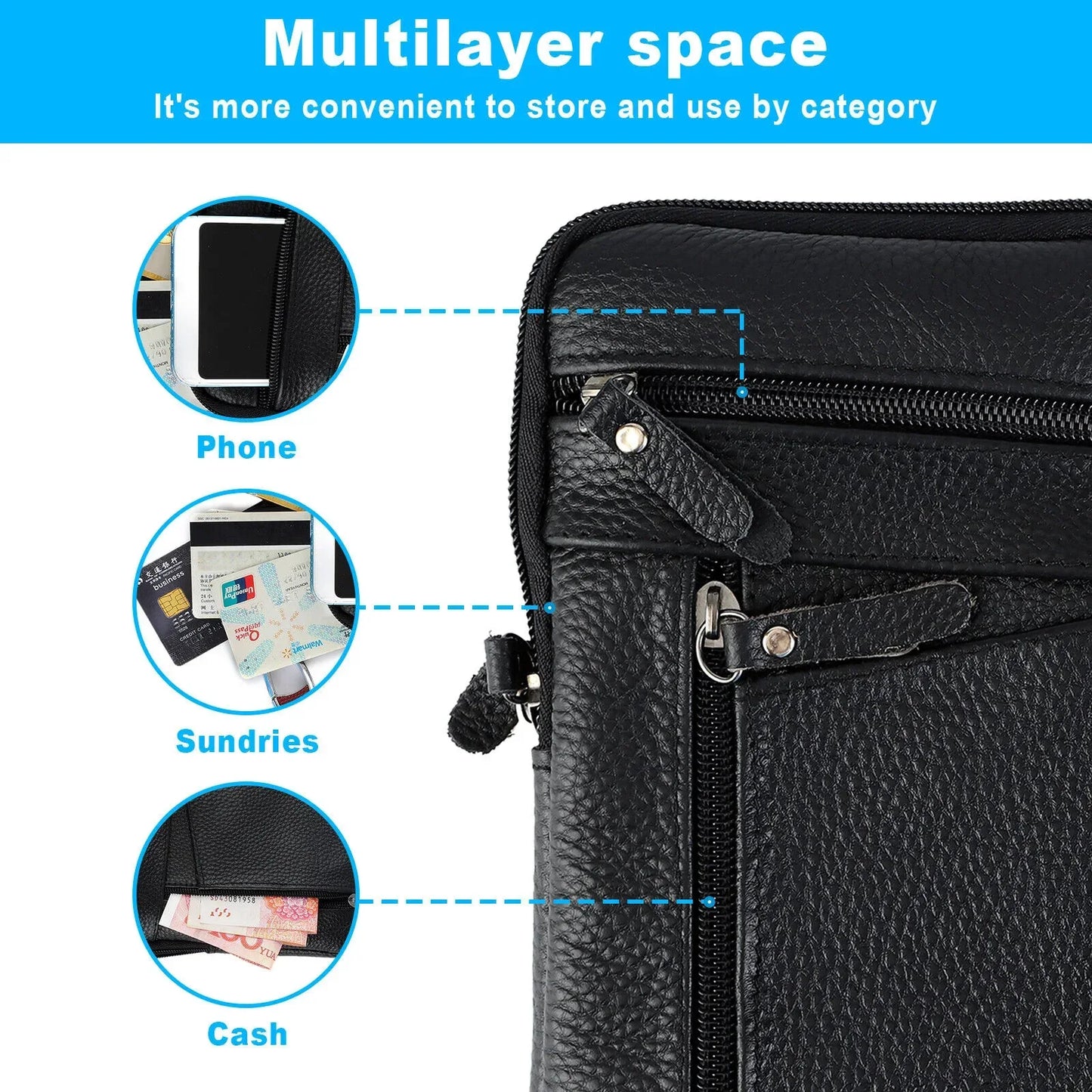 Leather phone pouch waist bag