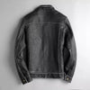 Genuine Leather Black Tucker Jacket Men’s Button Up Leather Shirt