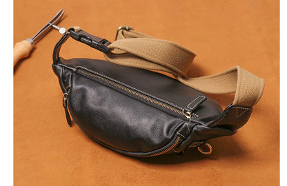 Mens Leather Sling Bag Black Crossbody Leather Sling Bag