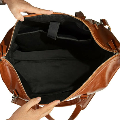 Men's Genuine Leather Weekender Duffel Bag