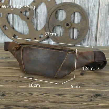 Leather Bum Bag Men Genuine Leather Waist Chest Crossbody Bag