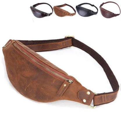Genuine Leather Waist Bag Cowhide Leather Belt Bag for Men