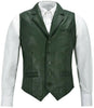 Green Leather Vest Men – Genuine Sheepskin Biker Vest