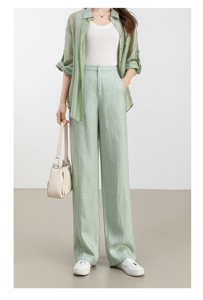 Women linen pants for office and travel