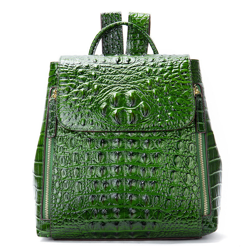 Women’s Designer Genuine Leather Crocodile Pattern Backpack