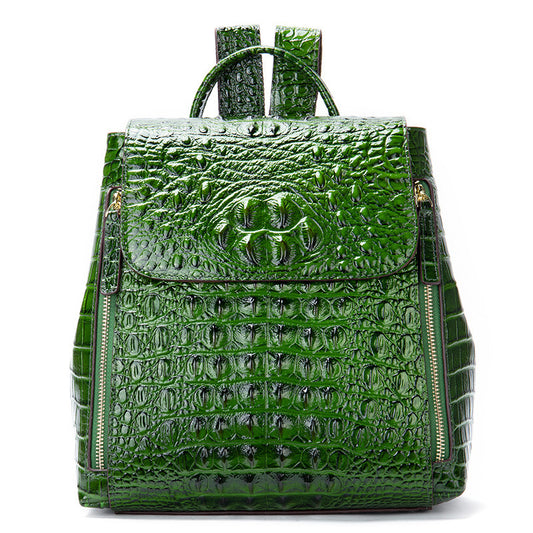 Women’s Designer Genuine Leather Crocodile Pattern Backpack