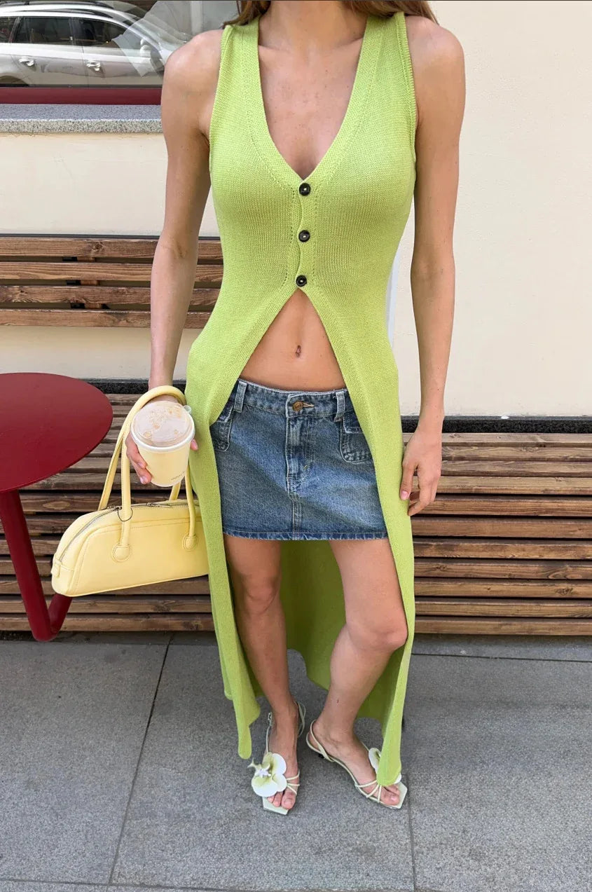 Soft knit long vest cardigan for summer days