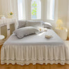 Lace Fitted Sheet with Ruffled Bed Skirt and Pillowcase