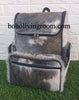 cowhide backpack grey leather backpack purse hair on hide