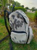 grey white cowhide backpack real hair leather bag