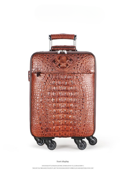 Crocodile Leather Trolley Suitcase for Business & Travel
