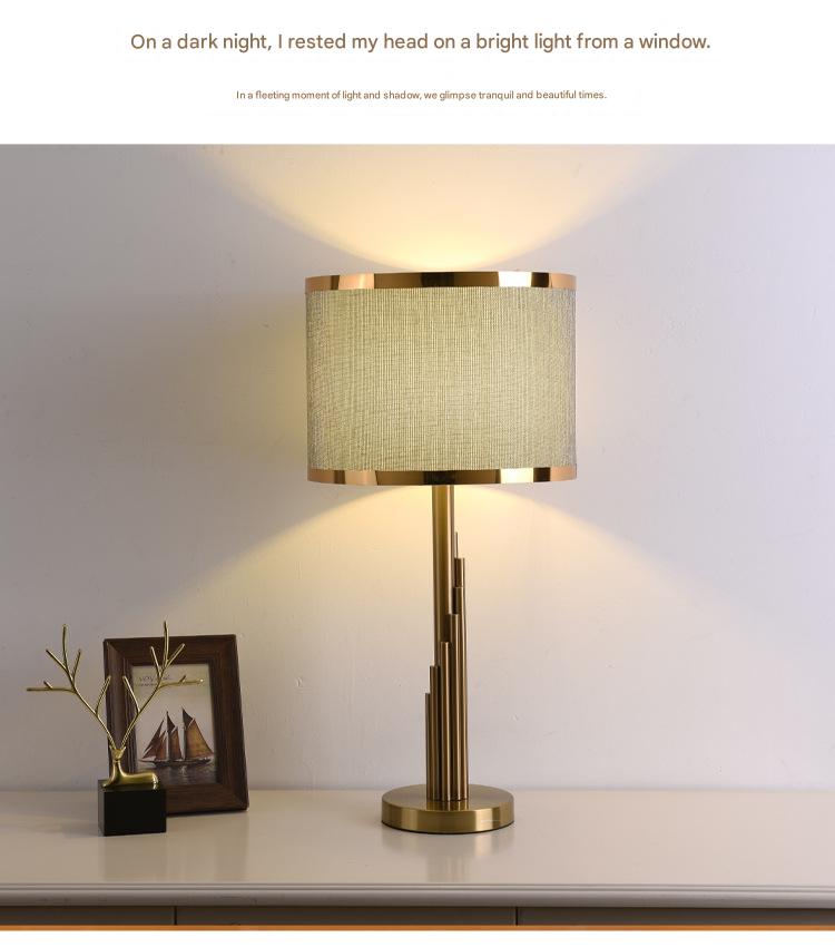 Modern scandinavian brass fabric table lamp