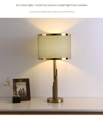 Modern scandinavian brass fabric table lamp