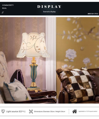 European retro resin fabric bedside table lamp