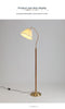 Japanese vintage arc floor lamp with fabric shade