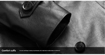 Men long cowhide leather trench coat