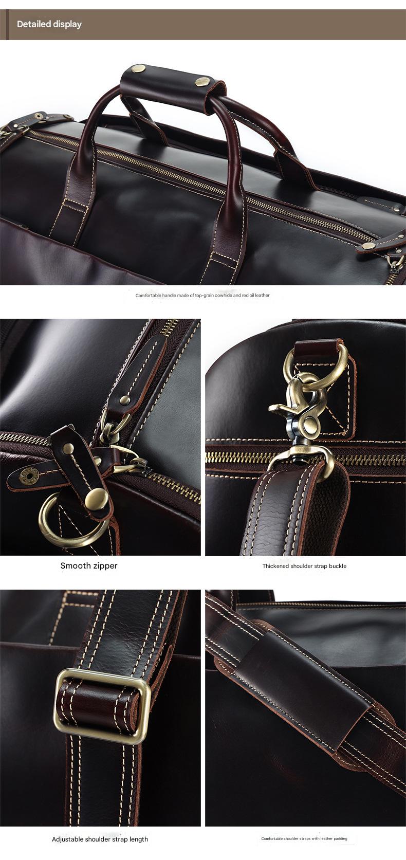 Crazy Horse Leather Trolley Garment Duffel