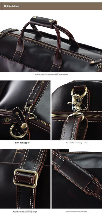 Crazy Horse Leather Trolley Garment Duffel