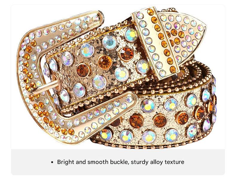 American retro punk rhinestone western belt