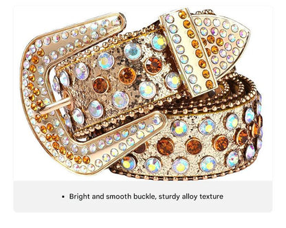 American retro punk rhinestone western belt