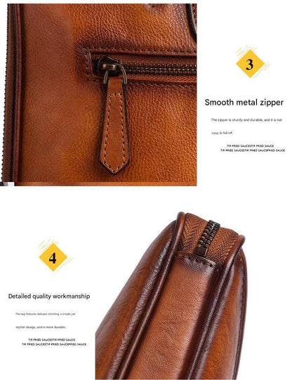 Vintage leather messenger bag for men office travel