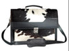 Hair on cow hide briefcase bag for office laptop carry