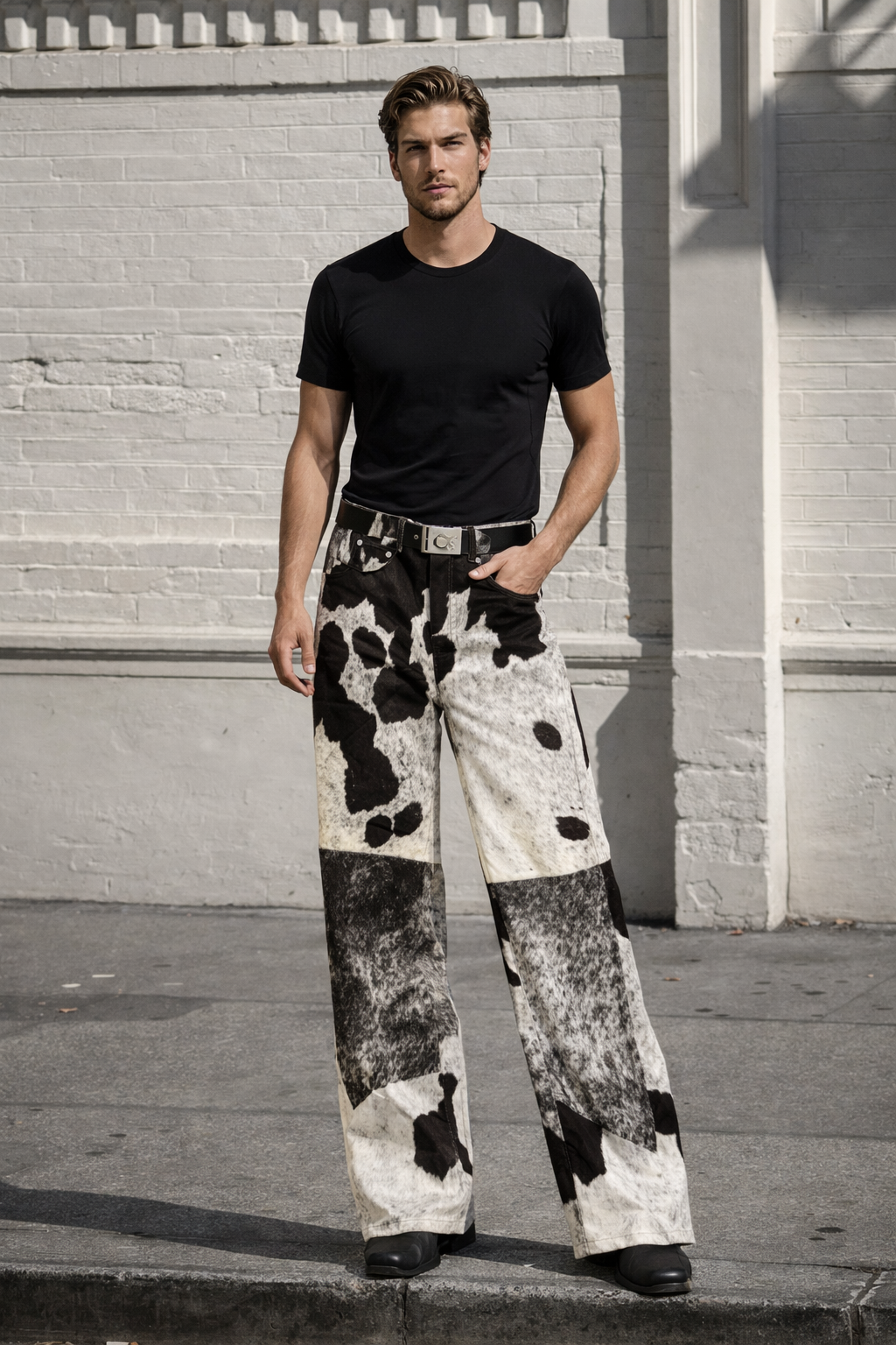 Hair on cowhide western pants for rodeo outfits