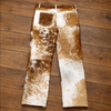 Real cowhide pants women western cow print trousers