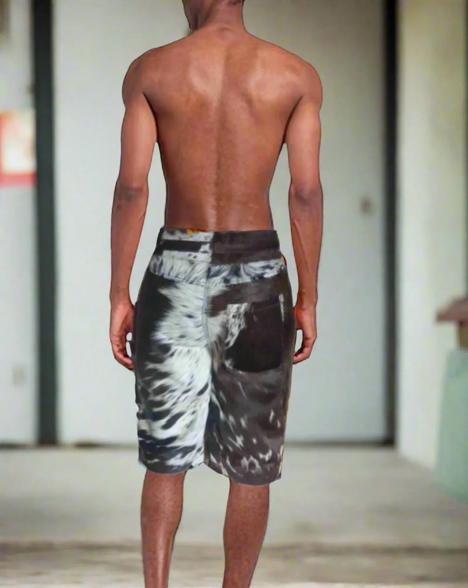 Men Cowhide Shorts Hair On Cow hide Leather