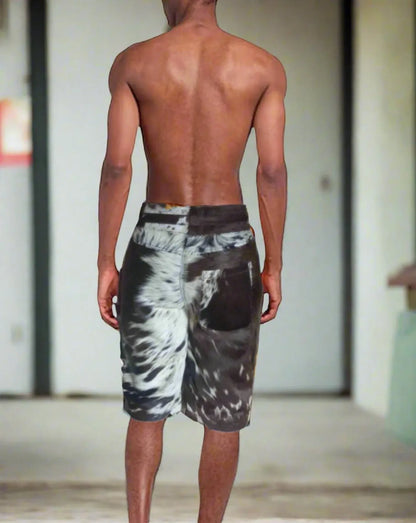 Men Cowhide Shorts Hair On Cow hide Leather