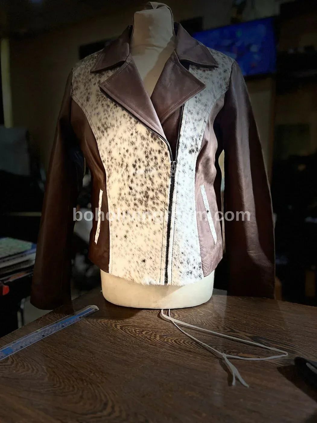 Real Cowhide Jacket Womens Hair On Hide Leather