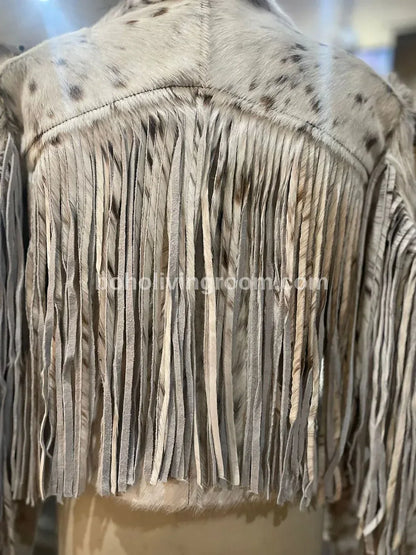 Spotted Cowhide Jacket Womens – Hair On Hide Fringe Jacket