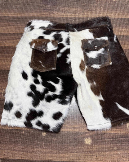 Tricolor Hair On Cowhide Shorts Men