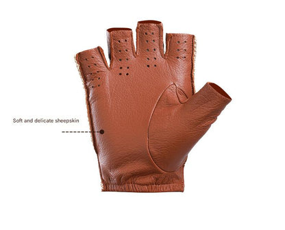 Half finger leather driving gloves