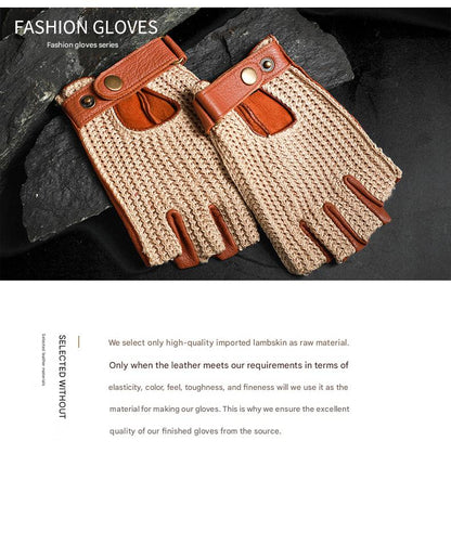 Half finger leather driving gloves