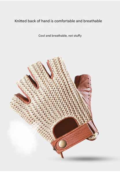 Half finger leather driving gloves