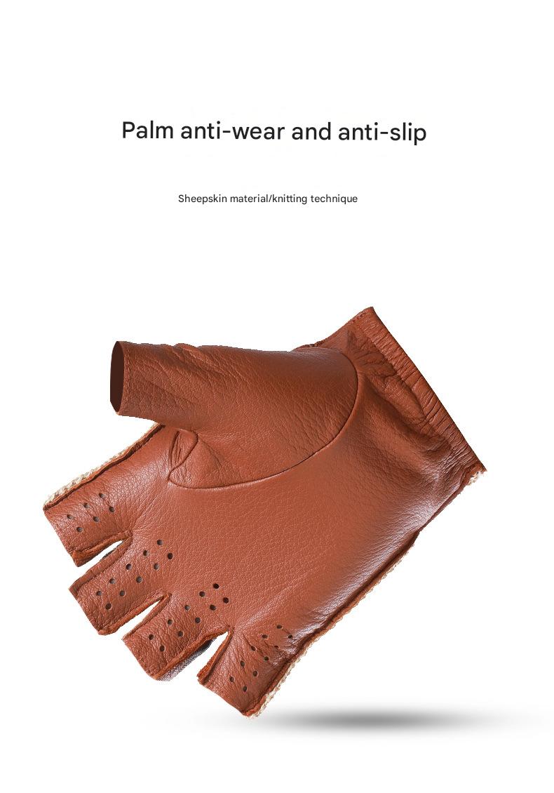 Half finger leather driving gloves