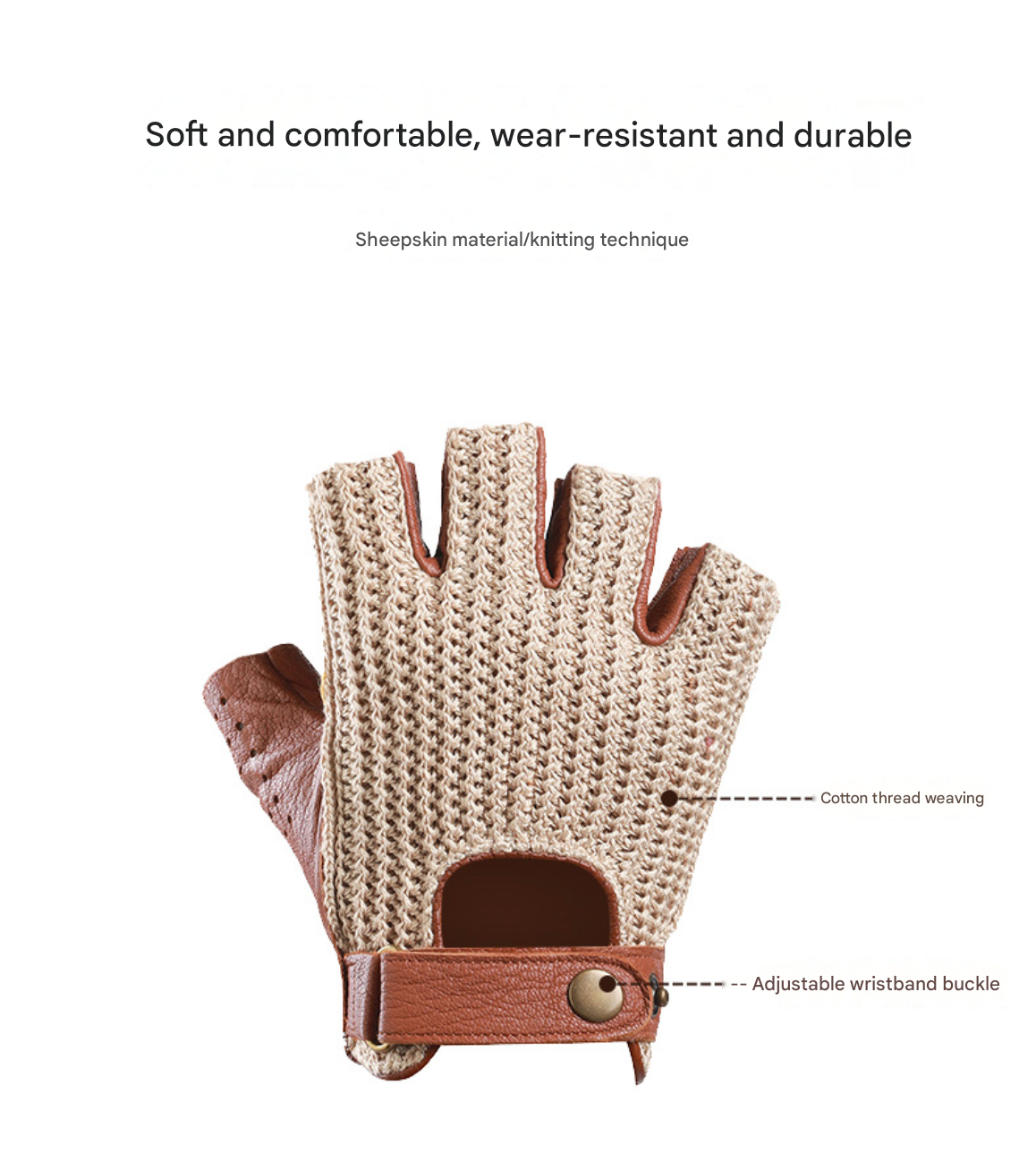 Half finger leather driving gloves