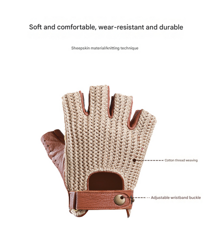 Half finger leather driving gloves