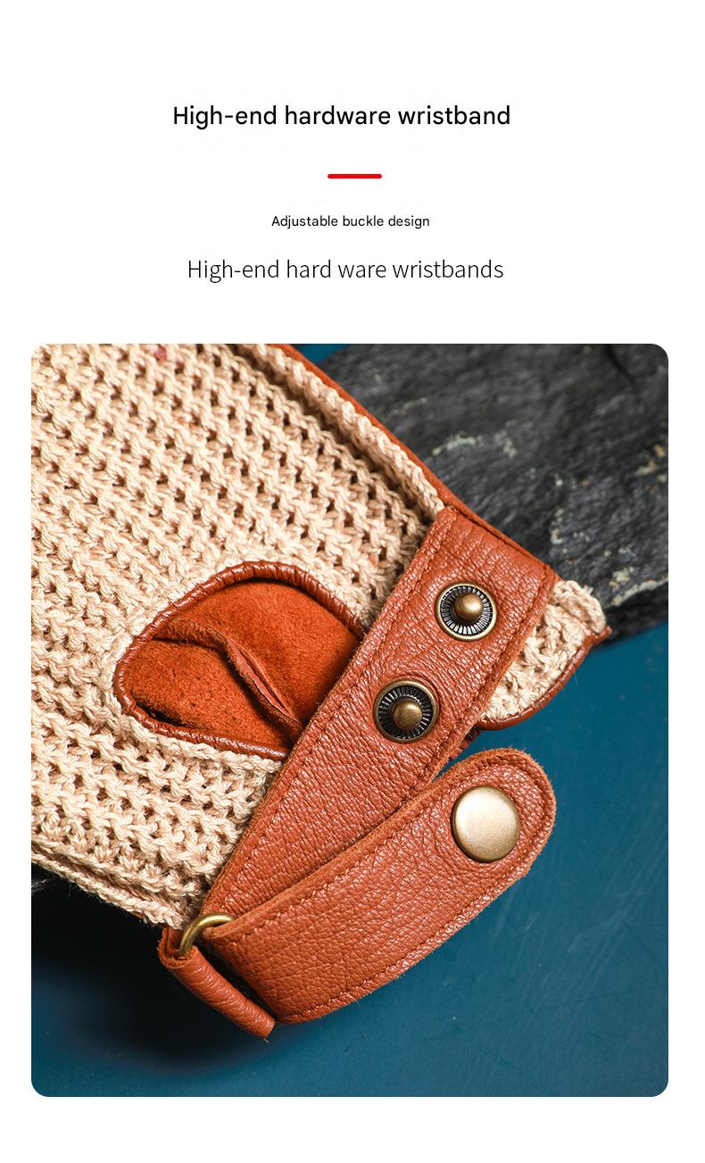 Half finger leather driving gloves