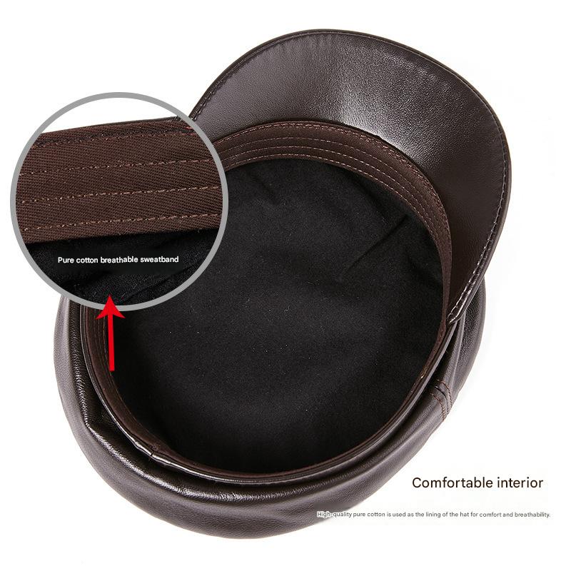 Genuine leather captain's cap for men