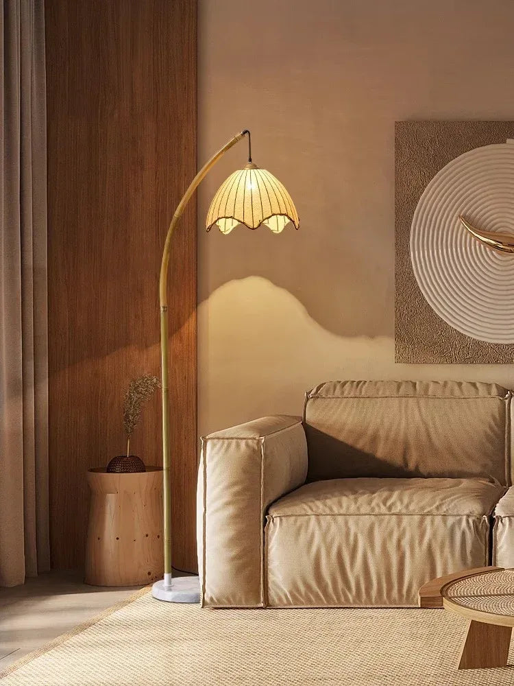 Retro Wabi-Sabi Handmade Bamboo Floor Lamp