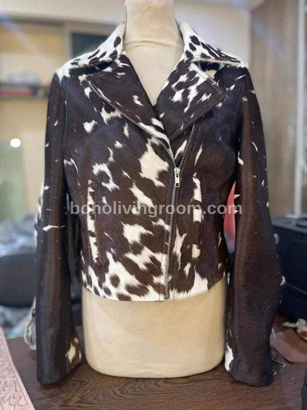 Handmade Cowhide Jacket Womens – Hair On Hide Biker Jacket