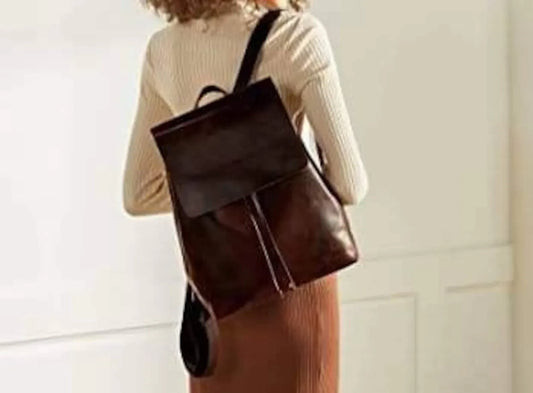 Handmade leather backpack women adjustable straps