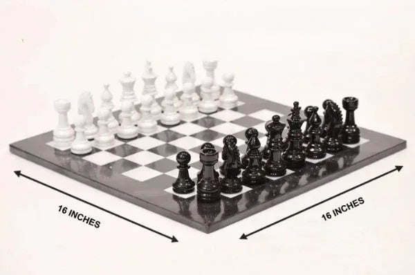 Large Marble Chess Set 16 Inch Handcrafted Marble Chess Board