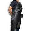 Black Leather Apron with Pockets for Workshop and BBQ