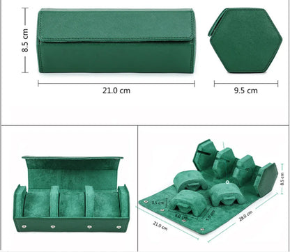 3 slot watch box for men leather travel watch case